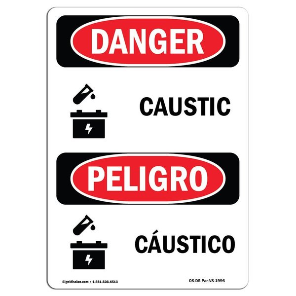 Signmission Safety Sign, OSHA Danger, 14" Height, Rigid Plastic, C+Â¡ustico, Bilingual Spanish OS-DS-P-1014-VS-1996